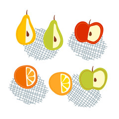 Set of cartoon fruits