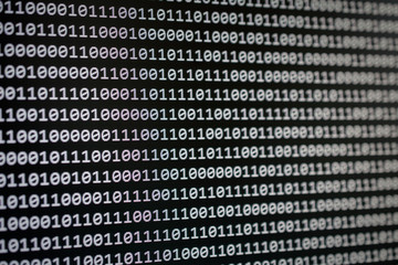  Artificial Intelligence concept. digits on the screen. Programming code abstract background