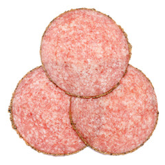 Italian Salami saugage on white background