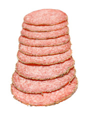 Italian Salami saugage on white background