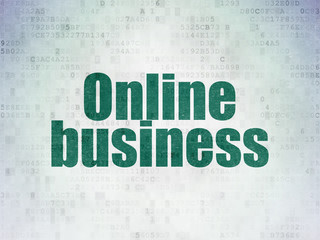 Finance concept: Painted green word Online Business on Digital Data Paper background