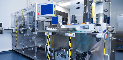 Pharmaceutical factory equipment in sterile environment