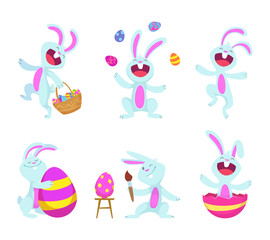Easter rabbits in cartoon style