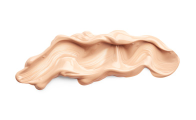 Liquid foundation smudges isolated on white background