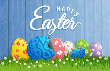 Happy Easter day with coloful Eggs