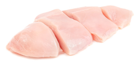 Fresh raw chopped chicken breast meat isolated