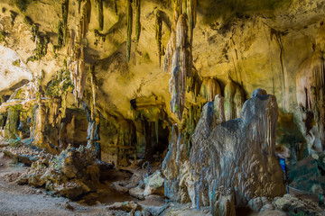 View of ancient cave Khao khanabnam in Krabi province, Thailand
