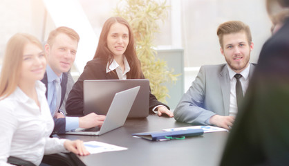 Fototapeta premium portrait of successful business team at the workplace