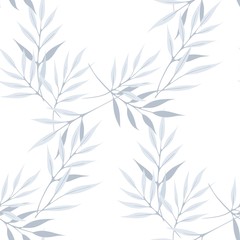 Long leaves vector seamless pattern white texture modern background