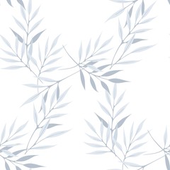 Naklejka premium Long leaves vector seamless pattern white texture modern background