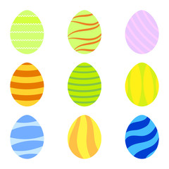Vector Set Of Colorful Easter Eggs With Simple Textures