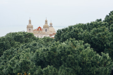 Fototapeta na wymiar View of Jeronimos monastery from Saint Geroge castle. Lisbon, Portugal.