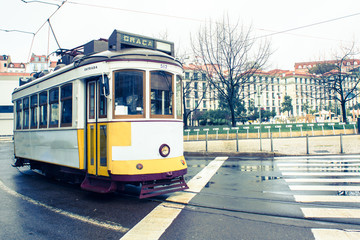 Naklejka na ściany i meble Tram in Lisbon, Portugal.