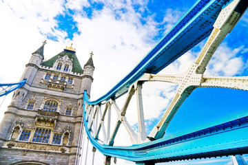View of Tower Bridge in London on a sunny day