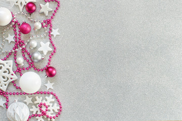 White and pink Christmas decorations