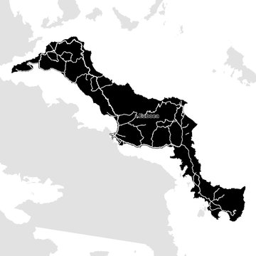 Euboea Island, Greece, Vector Map