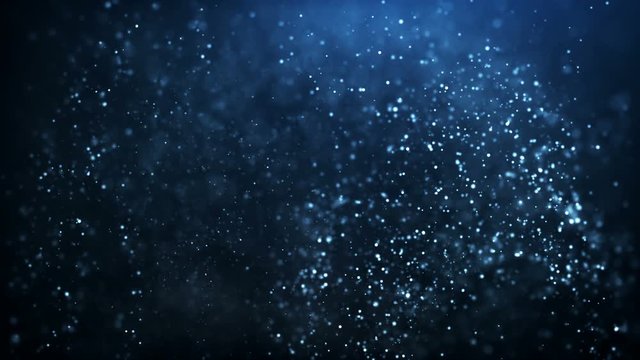 Flying particles on a dark background