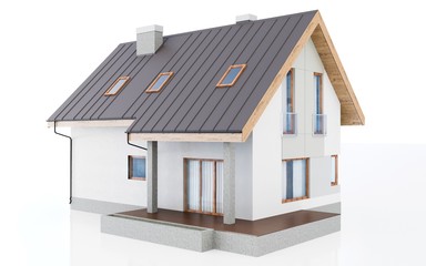 3d modern house on white background 3D illustration