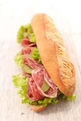 sandwich with salami and salad