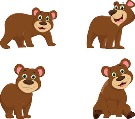 Collection of cute brown bear cartoon