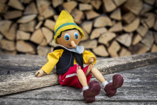 Old wooden pinocchio pupett marionette toy