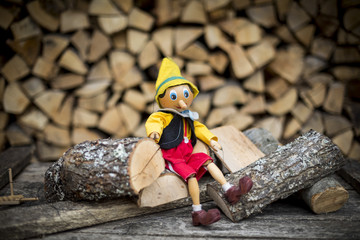 Old wooden pinocchio pupett marionette toy