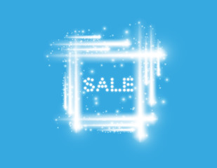 Vector illustration with glowing text Sale