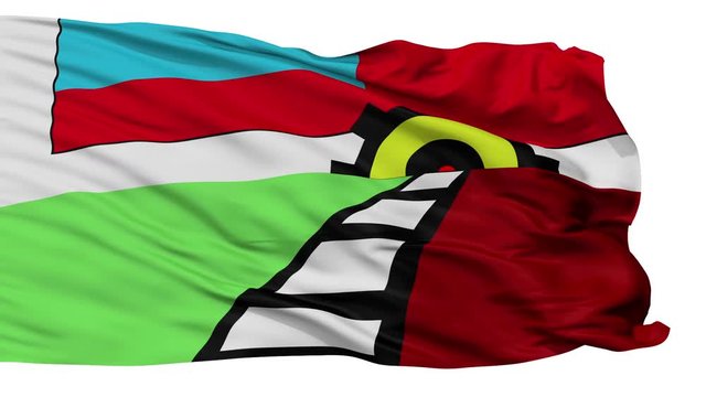 Lanus flag, city of Argentina, realistic animation isolated on white seamless loop - 10 seconds long (alpha channel is included)