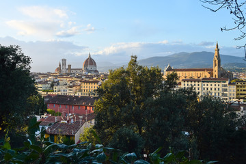Fototapeta na wymiar View of Florence before sundown in the autumn.