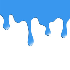 The blue paint is dripping. On a white background. Vector illustration