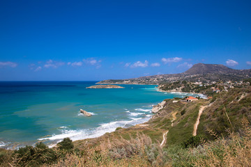 Kera beach  in the Crete. Coastline of azure water is in the Mediterranean sea  in Greece.