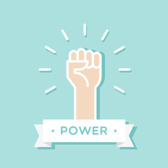 Obraz premium Fist up. Power concept. Vector illustration, flat design