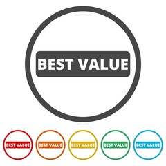 Best Value Button, Best value sign, 6 Colors Included