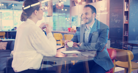 Startup Business Team At A Meeting at modern office building