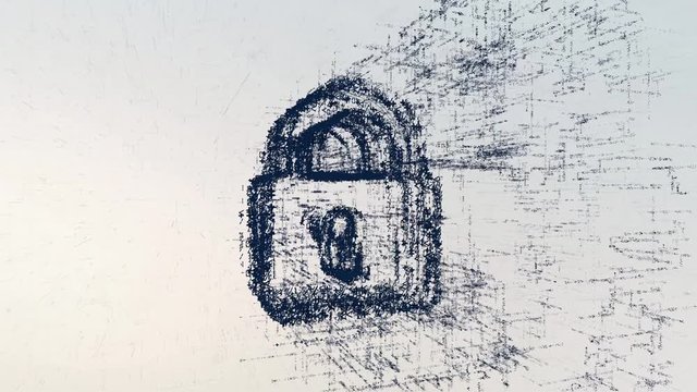 Padlock logo, a design consisting of a code of numbers and a symbol. Abstract protection icon in computer cyber network on a light background