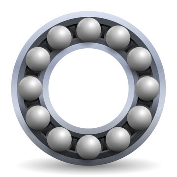 Rolling bearing. Iron balls in a metal wheel. Schematic model illustration of a mechanical, technical engineering item - isolated vector on white background.