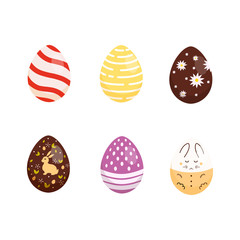 Set Easter eggs, collection of vector illustration in cartoon style, isolated.