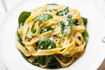 Spinach tagliatelle pasta