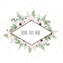 Floral vector frame with place for your text. Vector elegant watercolor rustic template