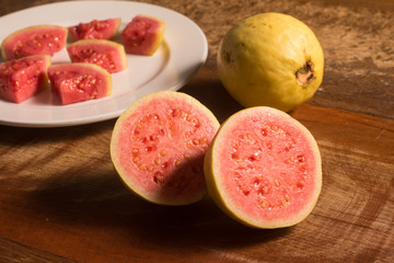 Brazilian Guava sliced on a dish