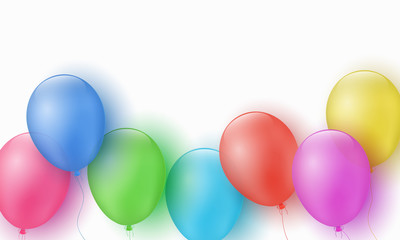 Fototapeta na wymiar Multicolored festive balloons on a white background. Happy Birthday. Explosion. Greeting card. Template for children. Vector illustration