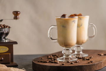 Iced coffee in glass jars