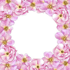 Floral frame with watercolor drawing flowers