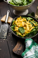 Spinach tagliatelle pasta