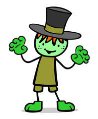 Kind im Kostüm als Frankenstein Monster zu Halloween