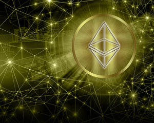 Digital currency Ethereum, futuristic digital money, Internet Concept of global business.Technological background