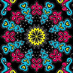 Abstract seamless pattern of dots and curls.