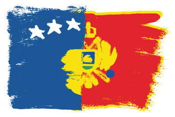 Kosovo Flag & Montenegro Flag Vector Hand Painted with Rounded Brush