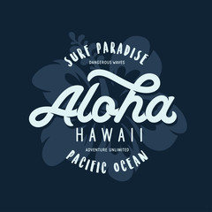 Aloha hawaii floral t-shirt print. Vector vintage illustration. © chelovector
