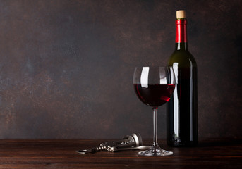 Red wine bottle and glass